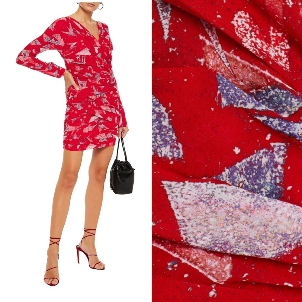 IRO Dress NWT Adecruz Red Long Sleeve Silk Mini Dress New Size 34 2